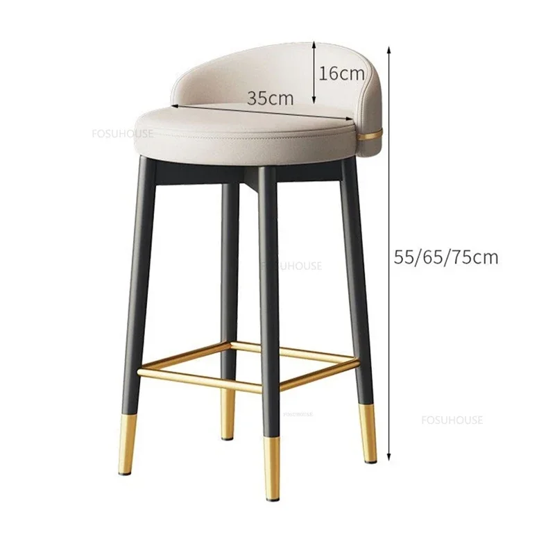 Home Kitchen High Bar Stool Nordic Minimalist Bar Chairs Wrought Iron Backrest High Barstool Light Luxury Fashion Furniture