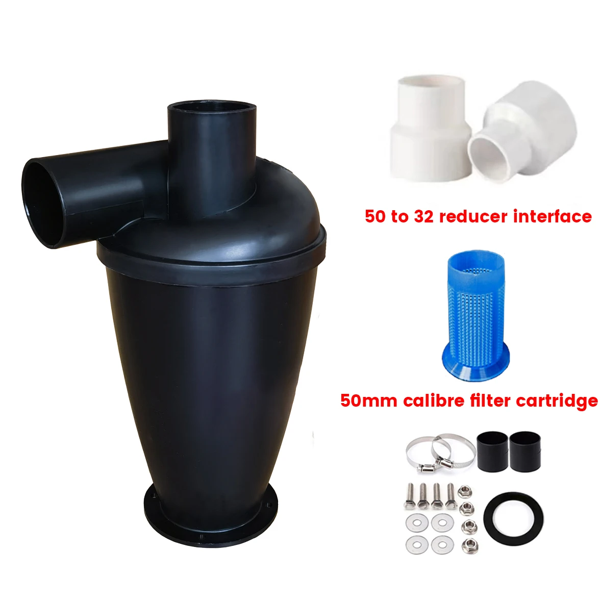 Dust Collector Cyclone Filter DIY Turbocharged Industrial Extractor Canister Vacuum Cleaner Home Cleaning with Flange Base