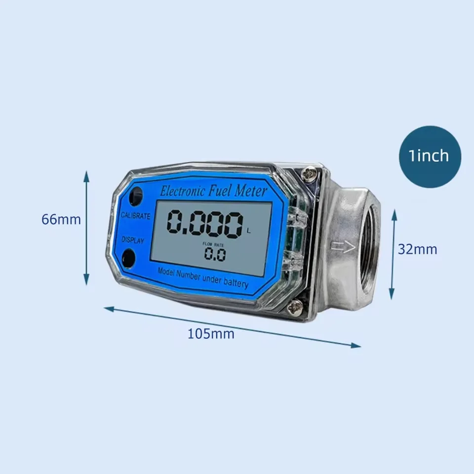 1inch Electronic Turbine Flow Meter High Precision Flowmeter LCD Display Liquid