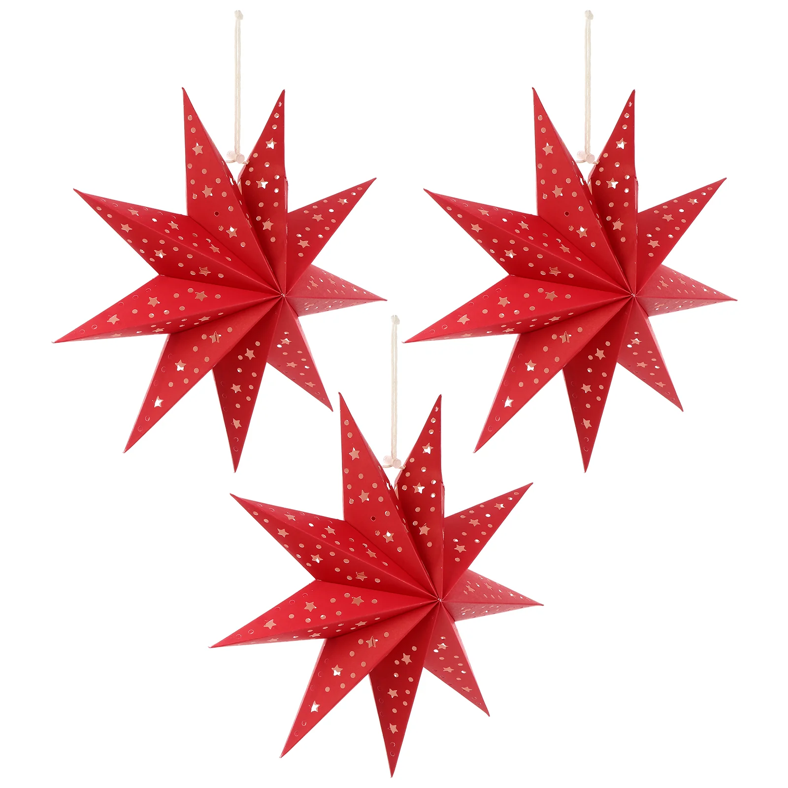 

3 Pcs Nine Pointed Star Paper Lantern Covers For Home Decorative Lamp Shades Window Christmas Pendant