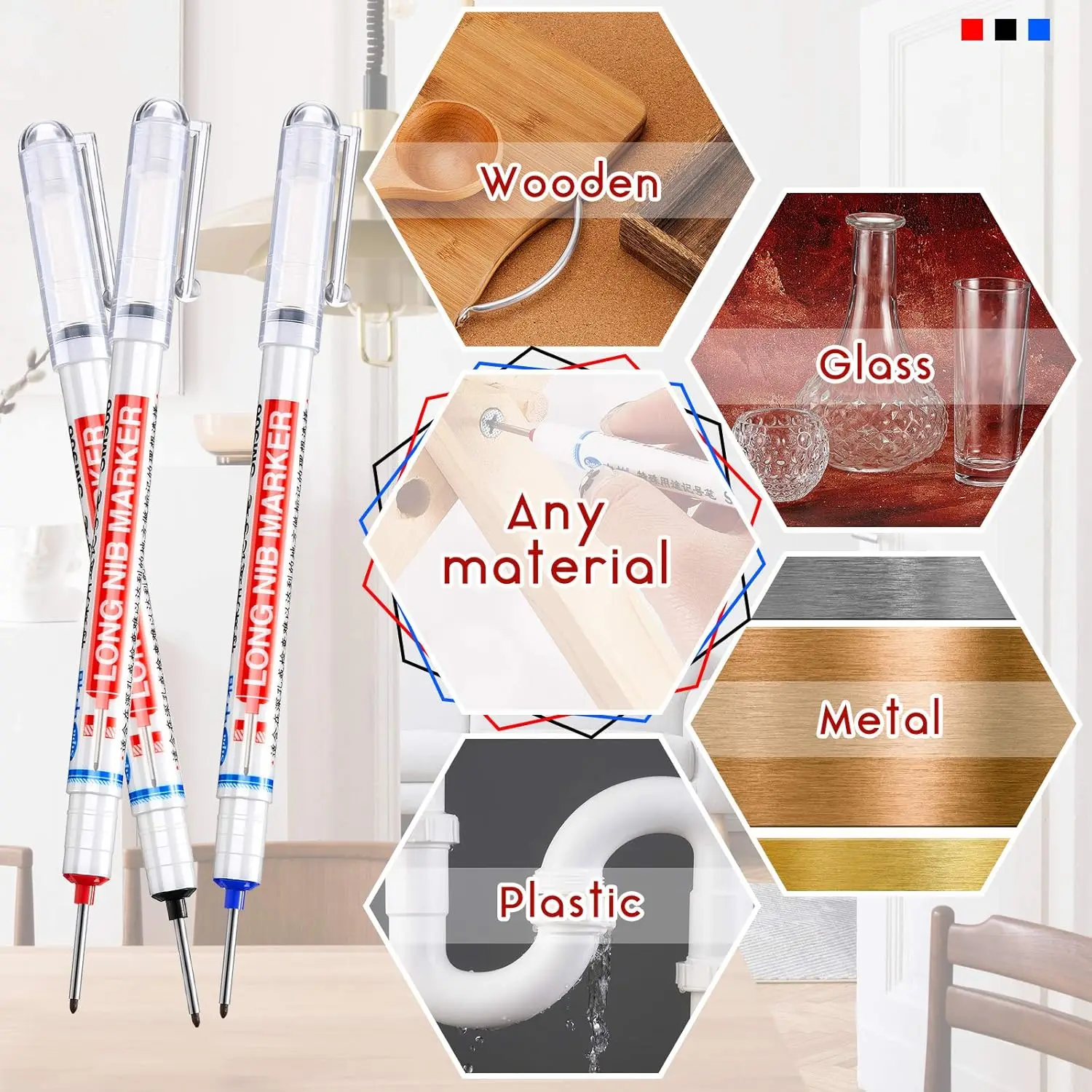 다목적 깊은 구멍 마커 깊은 드릴 구멍 긴 펜촉 마커 방수 건설 펜 욕실에 대 한 다채로운 목수 펜