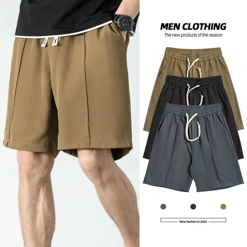 Ice Silk Five Point Shorts Men's Summer 2024 Thin Loose Sweatpants Big Shorts Wear Men's Casual Five Point Pants Men's Clothing