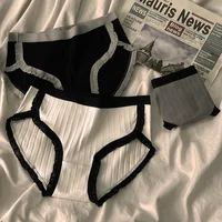3Pcs/Set Cotton Panties Mid-Waist Women's Underwear Female Breathable Underpants Girls Solid Color Briefs Short Sexy Lingerie 2