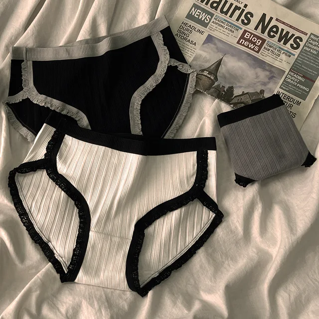 3Pcs/Set Cotton Panties Mid-Waist Women's Underwear Female Breathable Underpants Girls Solid Color Briefs Short Sexy Lingerie 2