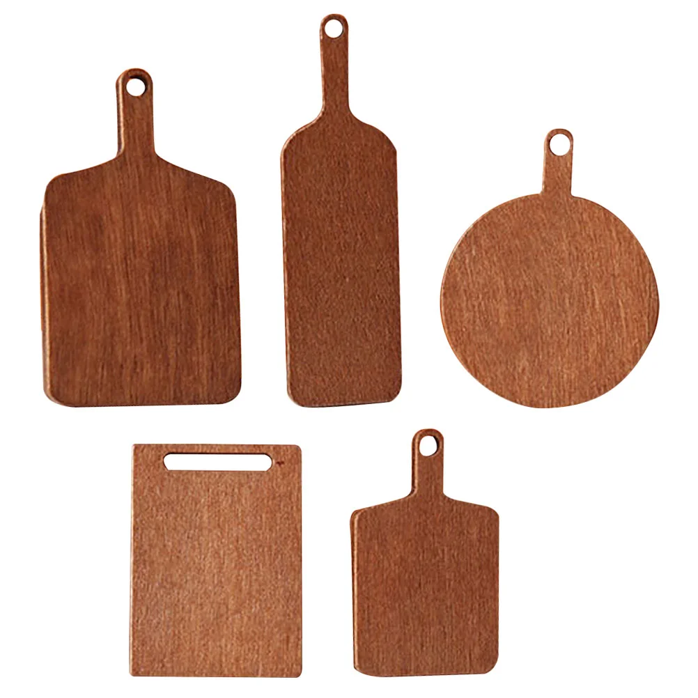 5 Pcs Mini Chopping Board Doll Decorations Wooden Baby Toy Home