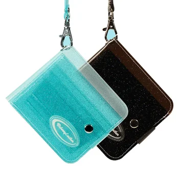 Mini portafoglio trasparente Idolcute per donna, porta carte in PVC, stile coreano, design carino da fiaba, borsa per soldi femminile
