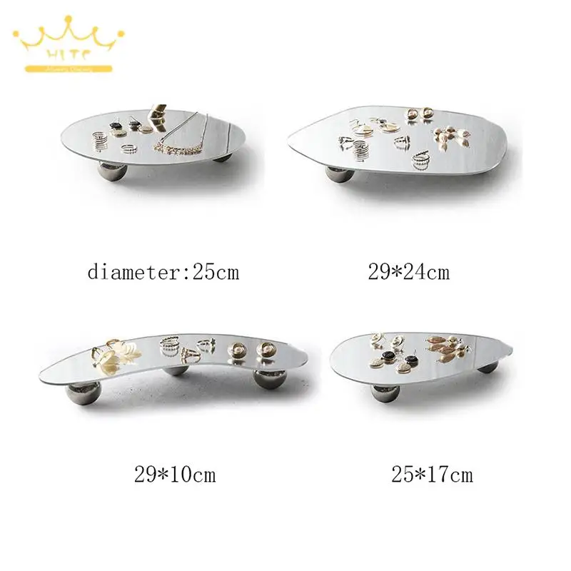 Irregular Acrylic Mirror Jewelry Organizer Tray Earrings Necklace Display Prop Small Ornaments Holder Lipstick Rings Storage Mat