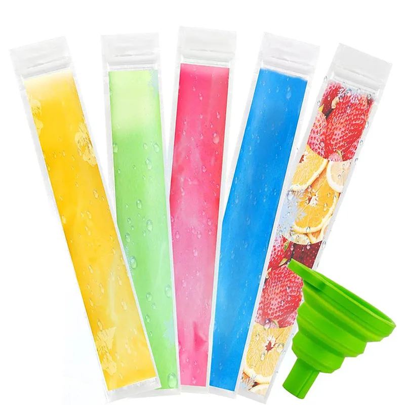 Ice Cream Molds 100Pcs Large Freeze Pop Bags With Silicone Funnel