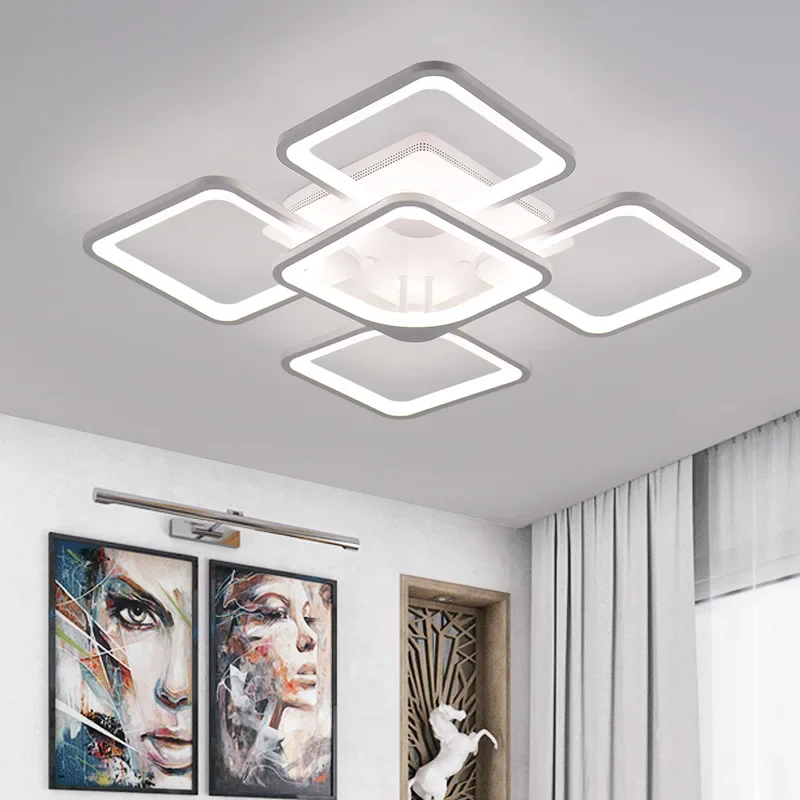 

Modern Luxury Chandelier Square LED Ceiling Light Lamp Living Room Bedroom Chandelier Kitchen Acrylic White Black Pendant Lights