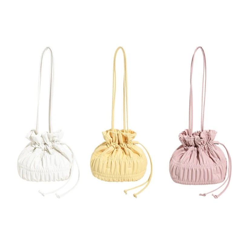 

Сумки-ведра большой емкости для женщин, сумки в корейском стиле, плиссированная сумка на плечо