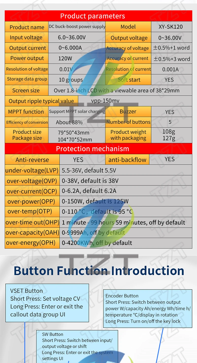 SK120 SK120X DC Buck Boost Converter CNC Einstellbare Geregelte Stromversorgung Modul Konstante Spannung Strom Solar Lade Modul – Detail 4