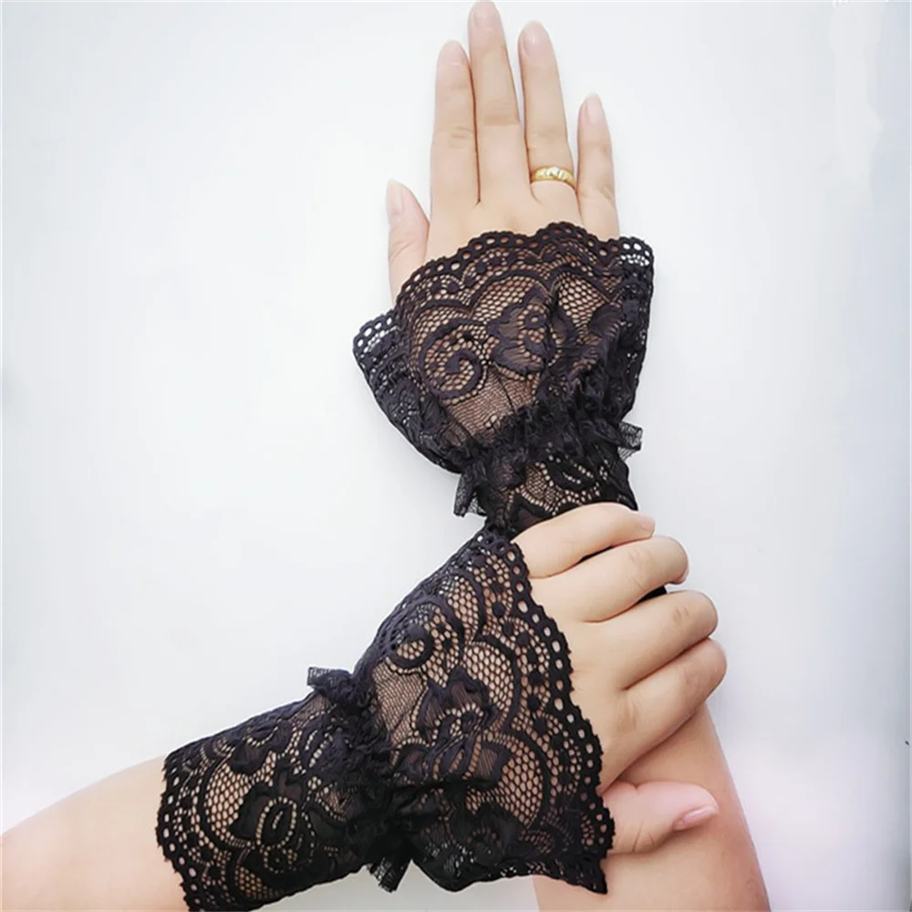 

1Pair Detachable Fake Sleeves Spring Autumn Wild Sweater Decorative Sleeves Lace Ruffles Elbow Sleeve Cuff universal Fake Cuff