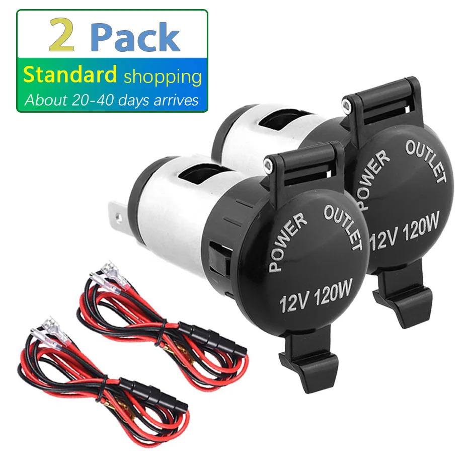 

120W 12V-24V Waterproof Car Auto Motorcycle Cigarette Lighter Power Plug Socket For Motorcycles Boats Mowers Tractors Cars