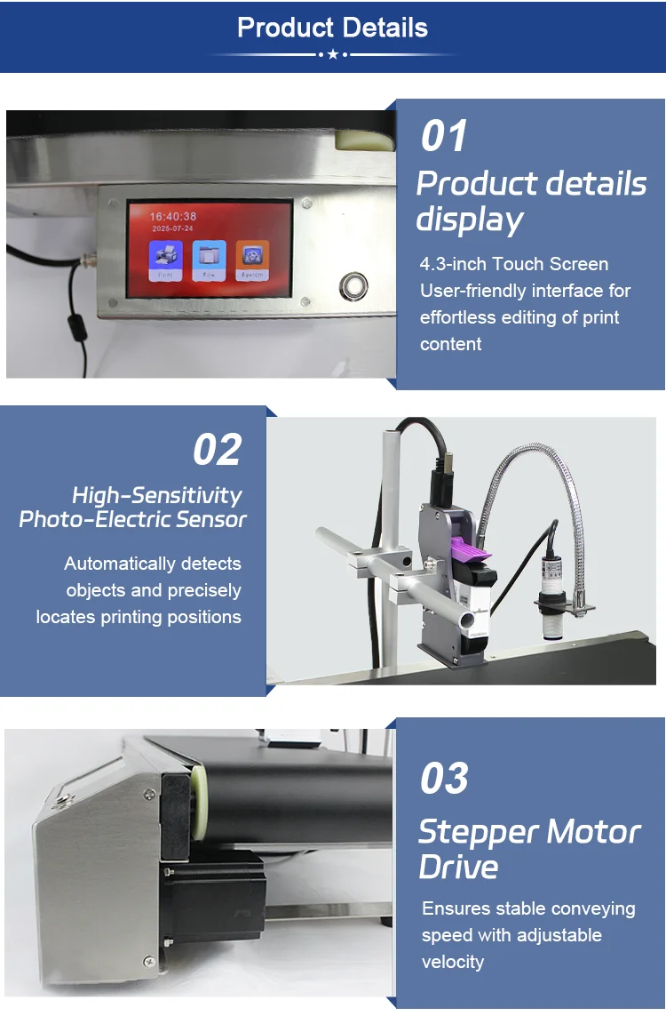 P30 12.7mm/25.4mm Inkjet Printer with Conveyor Belt 4.3inch Touchable Screen QR