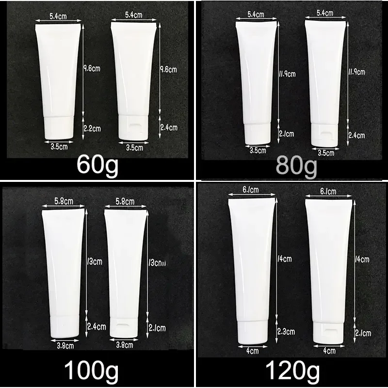 5-200ml White Plastic Soft Bottle Cosmetics Hand Facial Cream Empty Squeeze Tube Shampoo Lotion Refillable Bottles
