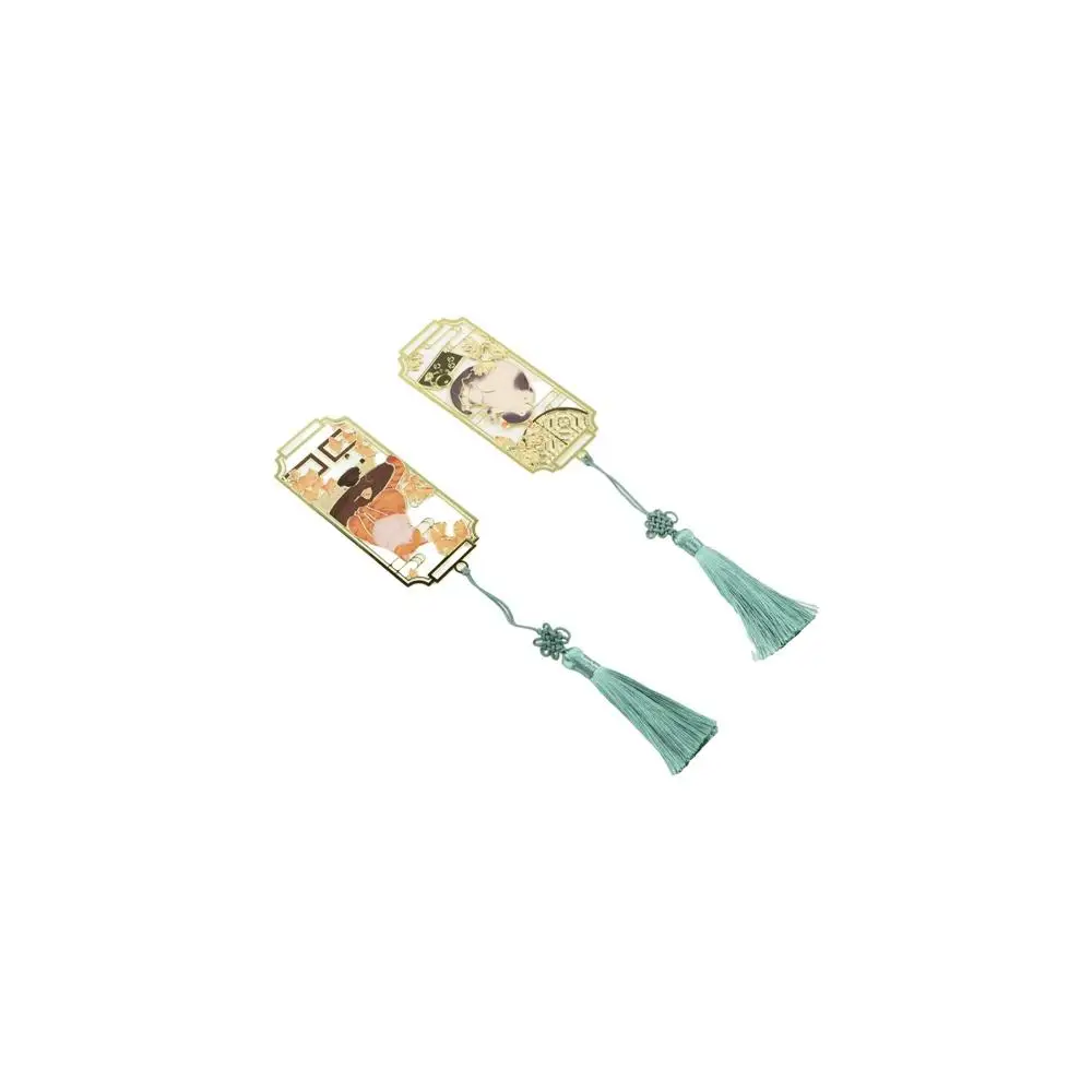 고양이 모양 금속 책갈피 꽃 장식 레트로 중국풍 독서 마커