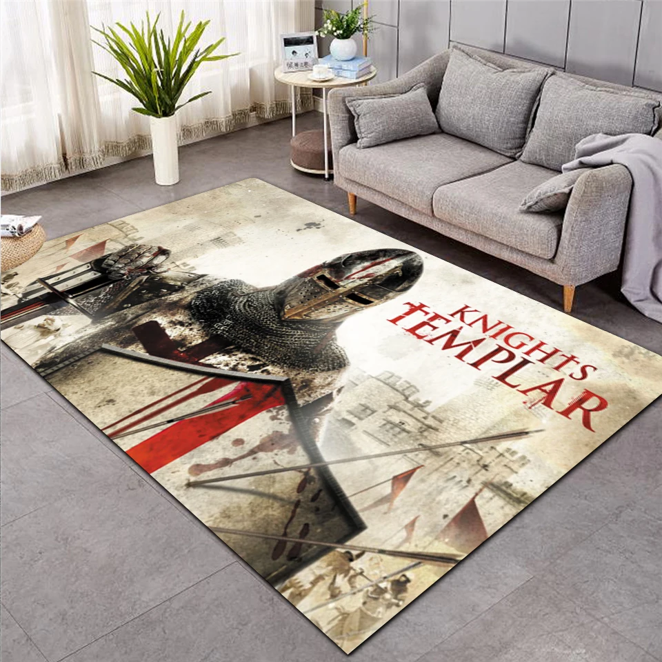 

Knights Templar Cavalier Carpet for Living Room Bedroom 3D Printed Rugs Parlor Area Rug Anti-slip Large Carpets Mat Home Decor