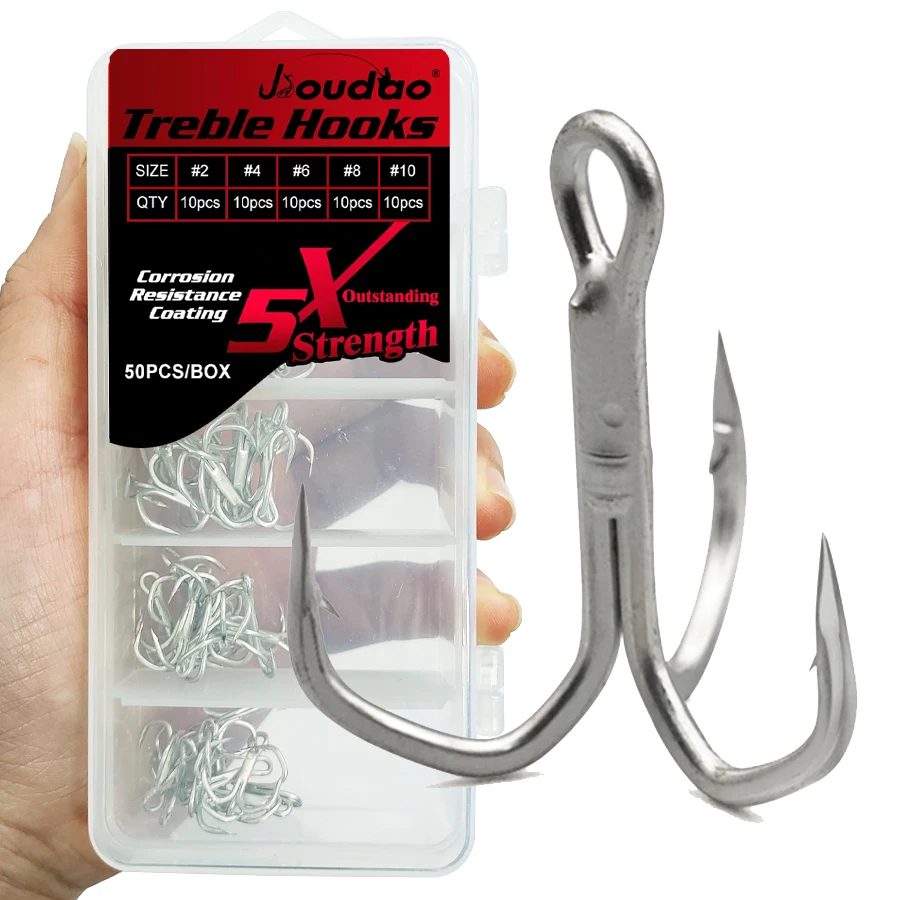 AS 50pcs Origin Treble Fish Hooks Sharpened Sea 1/0 2/0 3/0 Lure