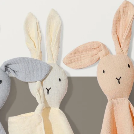 19161225 Soft Cotton Muslin Baby Bibs Stuffed Rabbit Doll Newborn Appease Towels Security Blanket Baby Sleeping Cuddling Towels