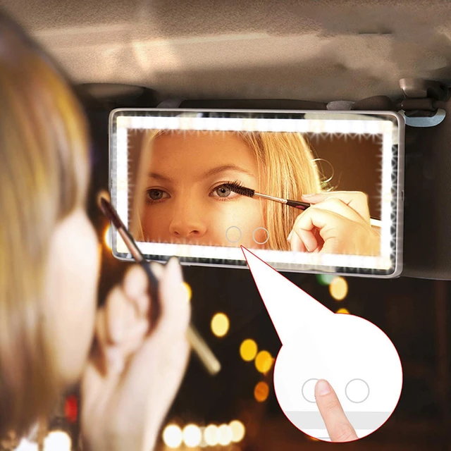 Miroir de courtoisie de voiture avec lumière LED, écran tactile