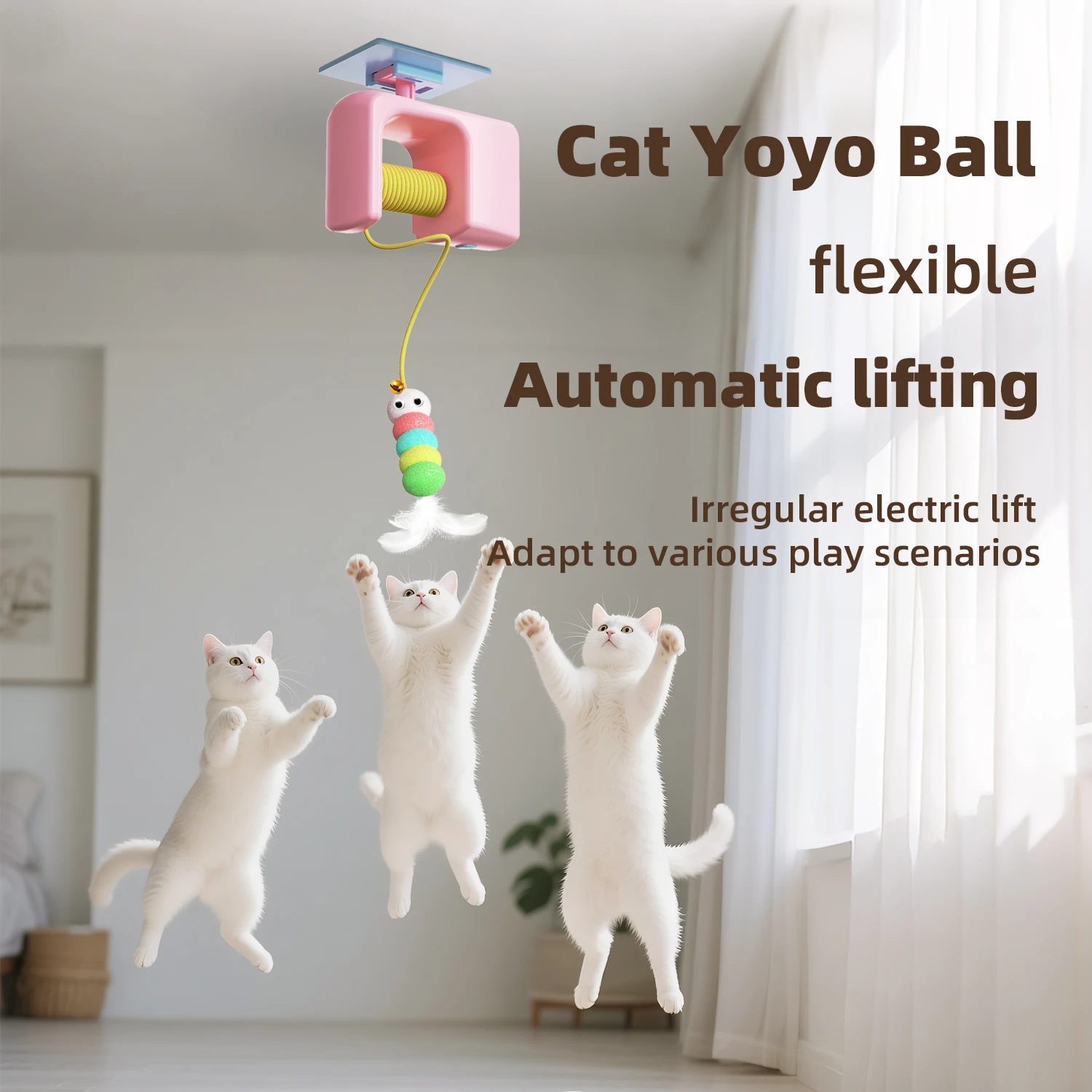 Cats Toys Cats Toys Pet Stress Relief Rechargeable Interactive Hanging Door Automatic Electric Flying Bird Cat Toy for Hunt Elastic Rope