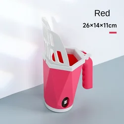 Large Capacity Self-Cleaning Cat Litter Scoop with Built-in Waste Bag Dispenser (Red)