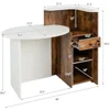 Reception Desk, Front Counter Desk with Lockable Drawer & Adjustable Shelf, Oval Desktop, Retail Counter for Checkout 2