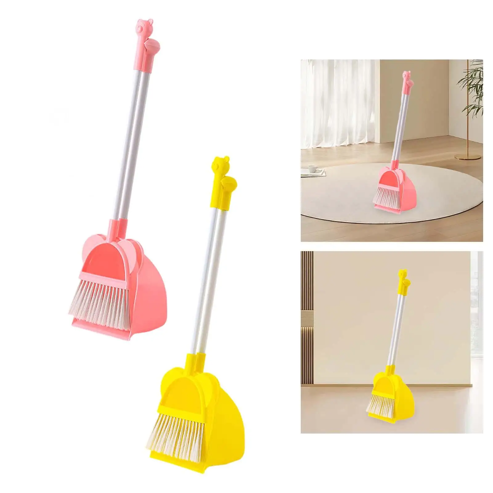 Children Housekeeping Cleaning Tools Cute Play House Toy Mini Broom with Dustpan for Kids Kindergarten Preschool Boys Girls