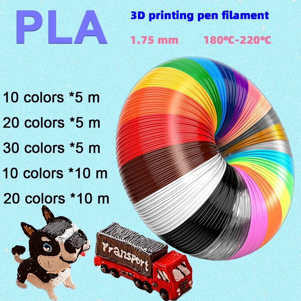 

50 9 100 200Meters PLA Filament for 3D Pen Printer Multi Colors 1.75mm PLA 3D Print MaterialUse For 3D Printing Pen 200 Meters 2