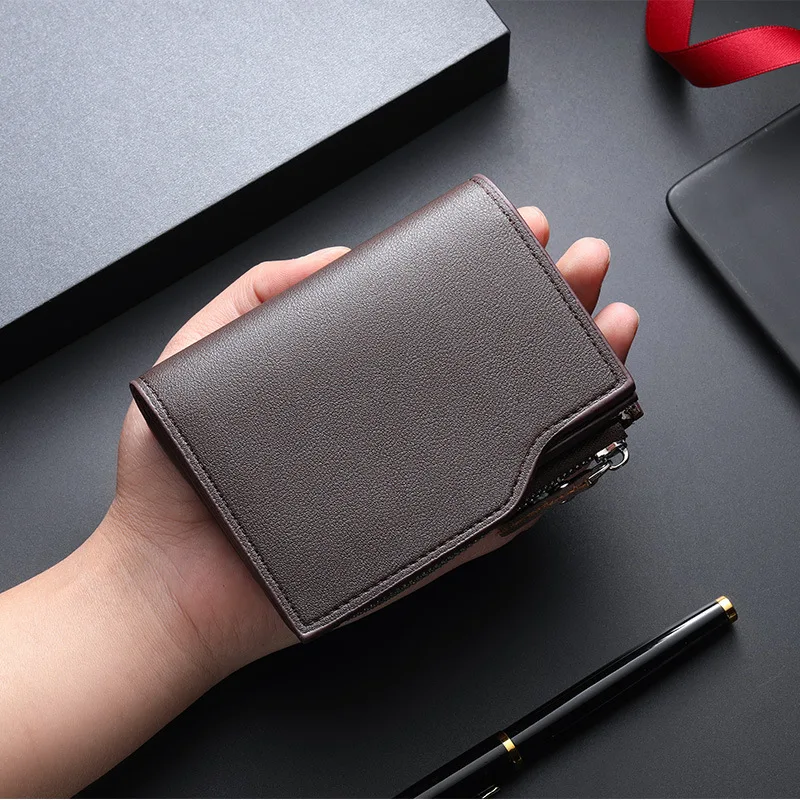 Men Wallet Short PU Leather Male Purse Black Coffee Credit Card Holders with Zipper Men Wallet Money Bag carteira masculina 지갑