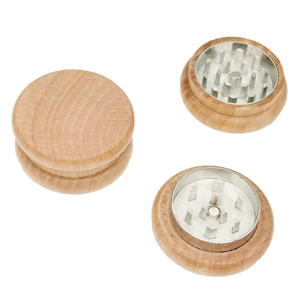 53mm Wood Grain Shaped Herb Grinder 2-layer Metal Caliper Herb Grinder