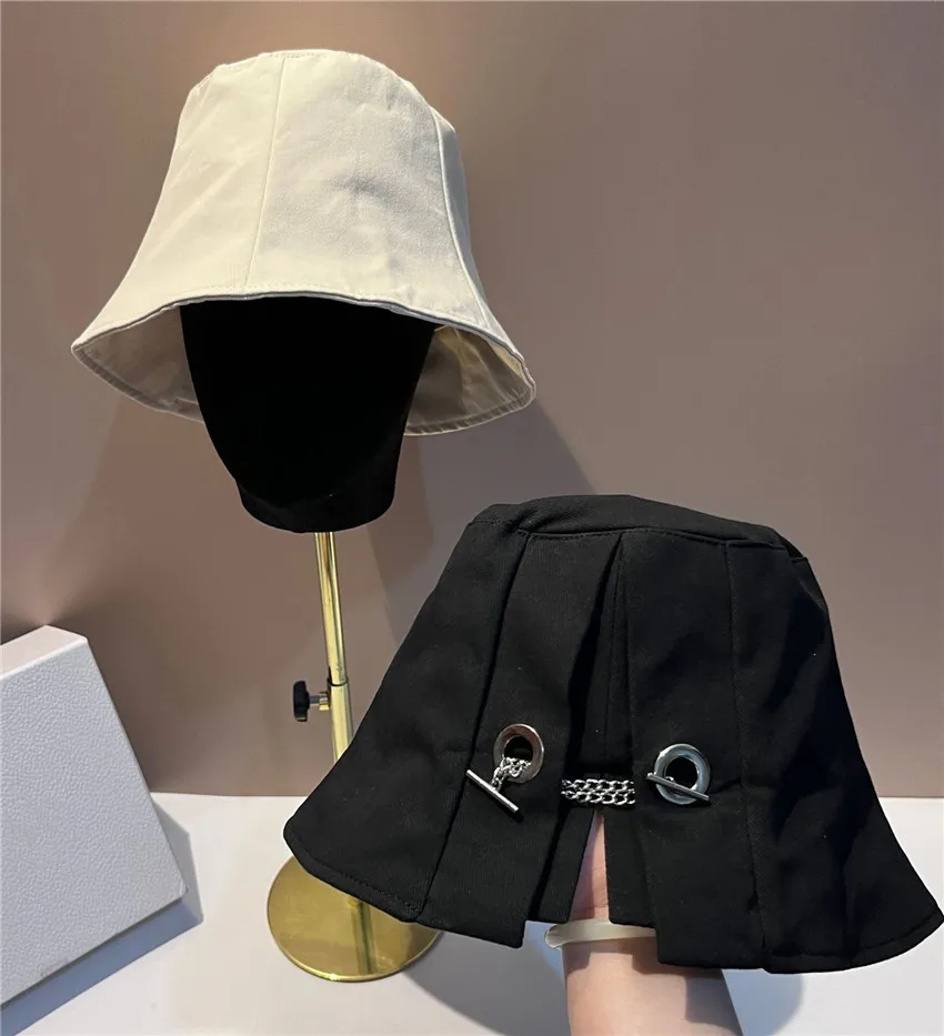 

202309-2508803 Harajuku style autumn cotton Fashion Metal chain street bucket cap men women leisure fishermen hat