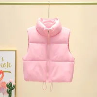 Winter Short Down Sleeveless Vest Women Warm Stand Collar Zipper Jacket Casual Fashion Quilted Cropped Coats Street Outerwears - Image 3