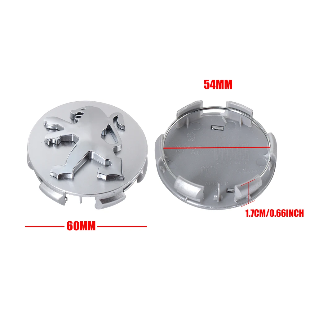 60mm Car Wheel Center Hub Caps Badge Covers Decor Accessories Tools For Peugeot 206 207 208 306 307 308 406 407 408 508 2008 4cs