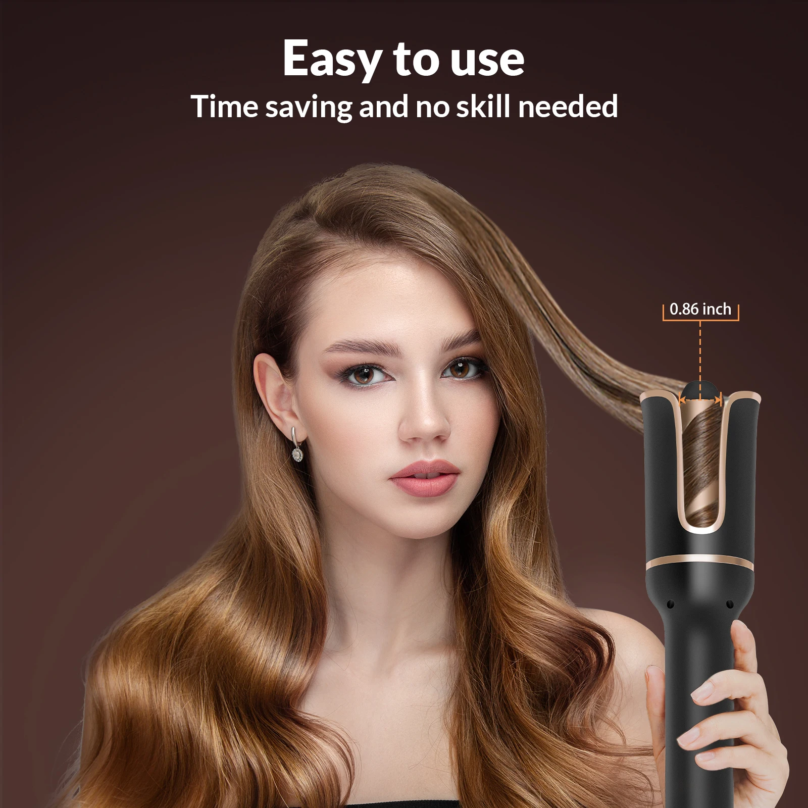 Automatic Curling Iron Hair Curler Machine Electric Automatically Curly Tongs Portable Professional Auto Rotating Wand Curl