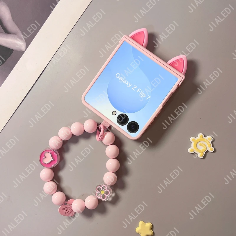 Cute Cat Ears Hinge Phone case For Samsung Galaxy Z Flip 7 thumbnail 10