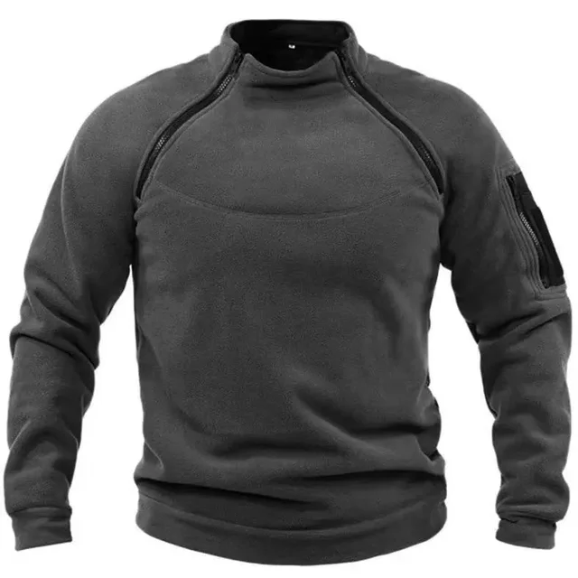 Mock Neck Military Sweatshirt Fleece Jackets Men's Cargo Tactical Pullover Hiking Camping Climbing Trekking Windproof Jackets 3