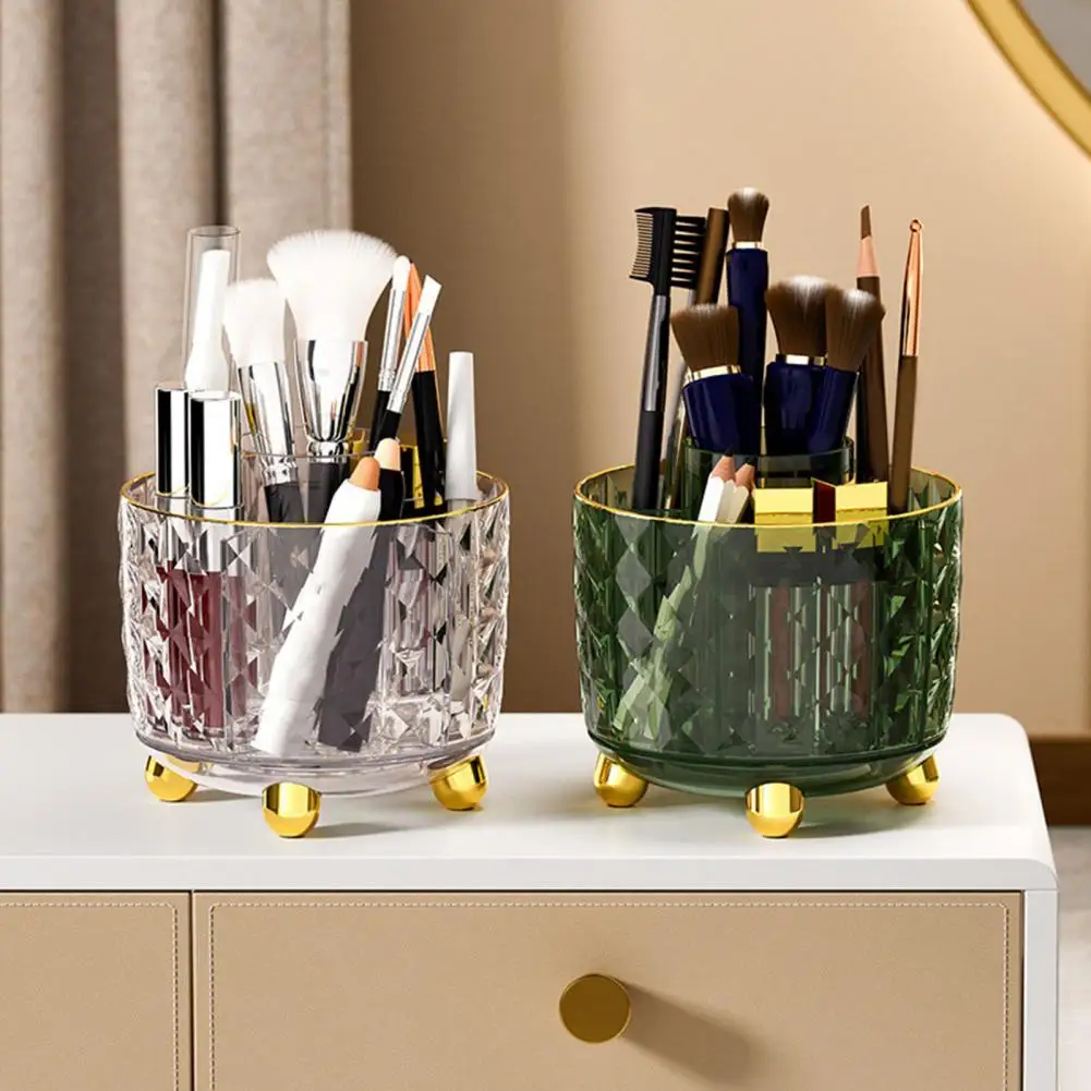 

Makeup Organizer Portable Space-saving Multi-purpose 360-Degree Rotating Makeup Brush Storage Box School Supply