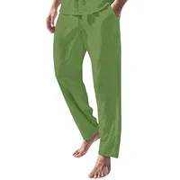 Casual Sweatpants For Men 2023 Autumn Casual Solid Color Try Breathable Cotton Linen Pocket Elastic Waist Pants Men'S Clothing - Image 2