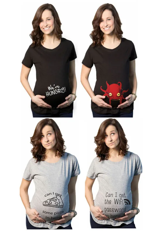 Pregnancy Clothes New Funny Maternity Short Sleeve T Shirt Fashion Tees for Pregnant Women