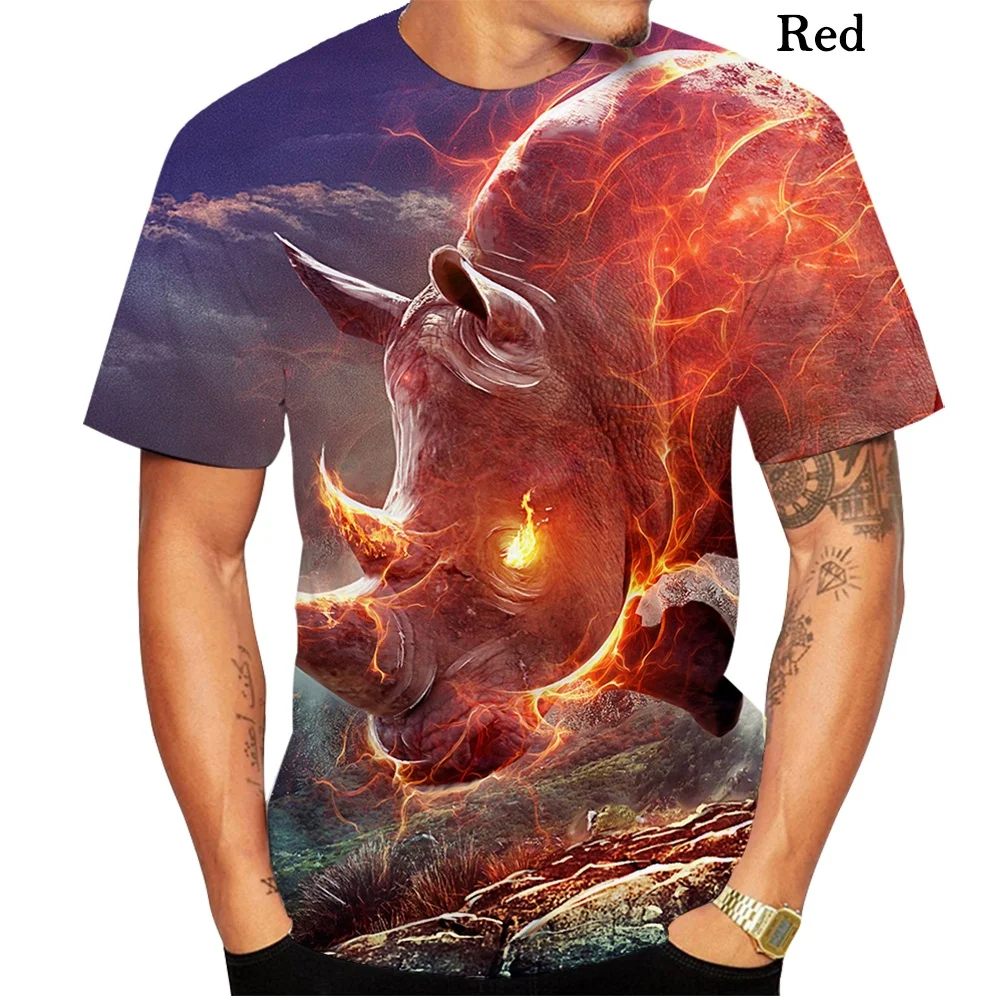 

Fashion Men/Women T-shirt 3d Rhinoceros Print Designed Casual Summer Tops Tees
