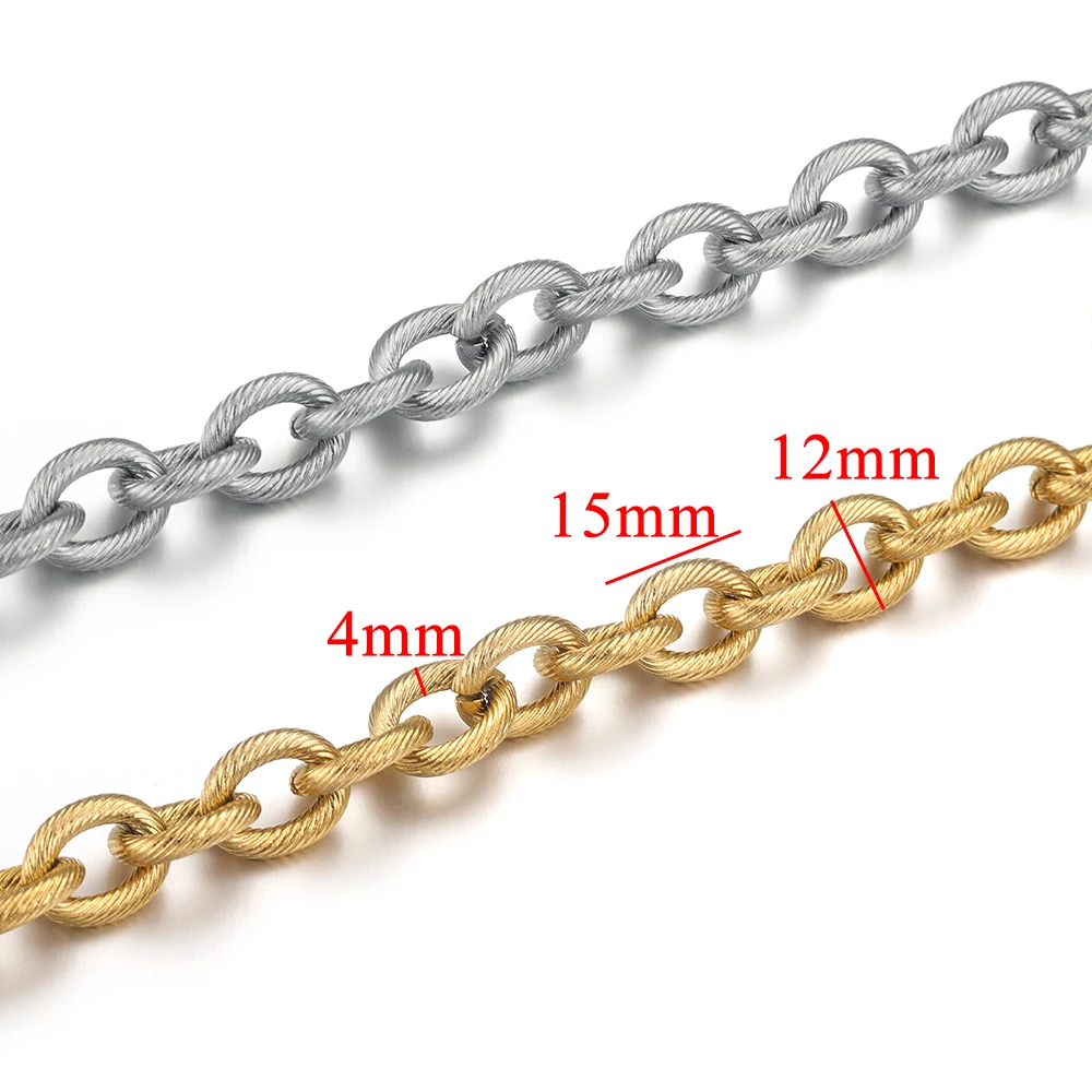 1 미터 12mm 스테인레스 스틸 골드 도금 두꺼운 라운드 대형 롤로 케이블 질감 체인 DIY 쥬얼리 만들기 용품에 대한 대량 목걸이