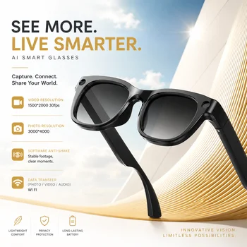 Occhiali Smart AI 2026 Nuova Uscita Riconoscimento AI Traduzione Intelligente AI Batteria Integrata da 320mAh con Pixel HD da 1300W Chiamata Wireless