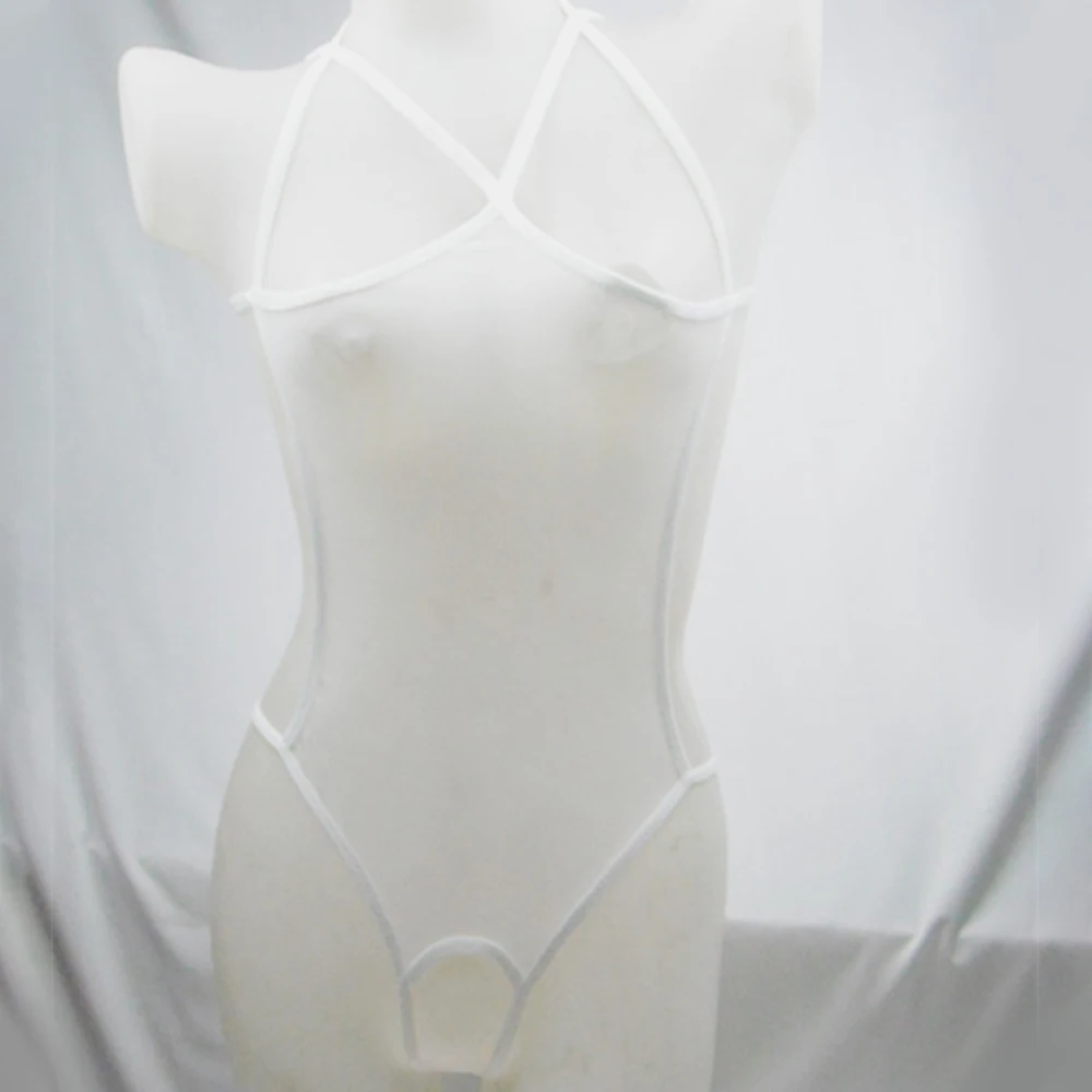 

2022 Women Sexy Open Crotch Sheer Mesh Lingerie Bodysuit See Through Crothless Leotard Nightwear Sleeveless Lingerie Clubwear