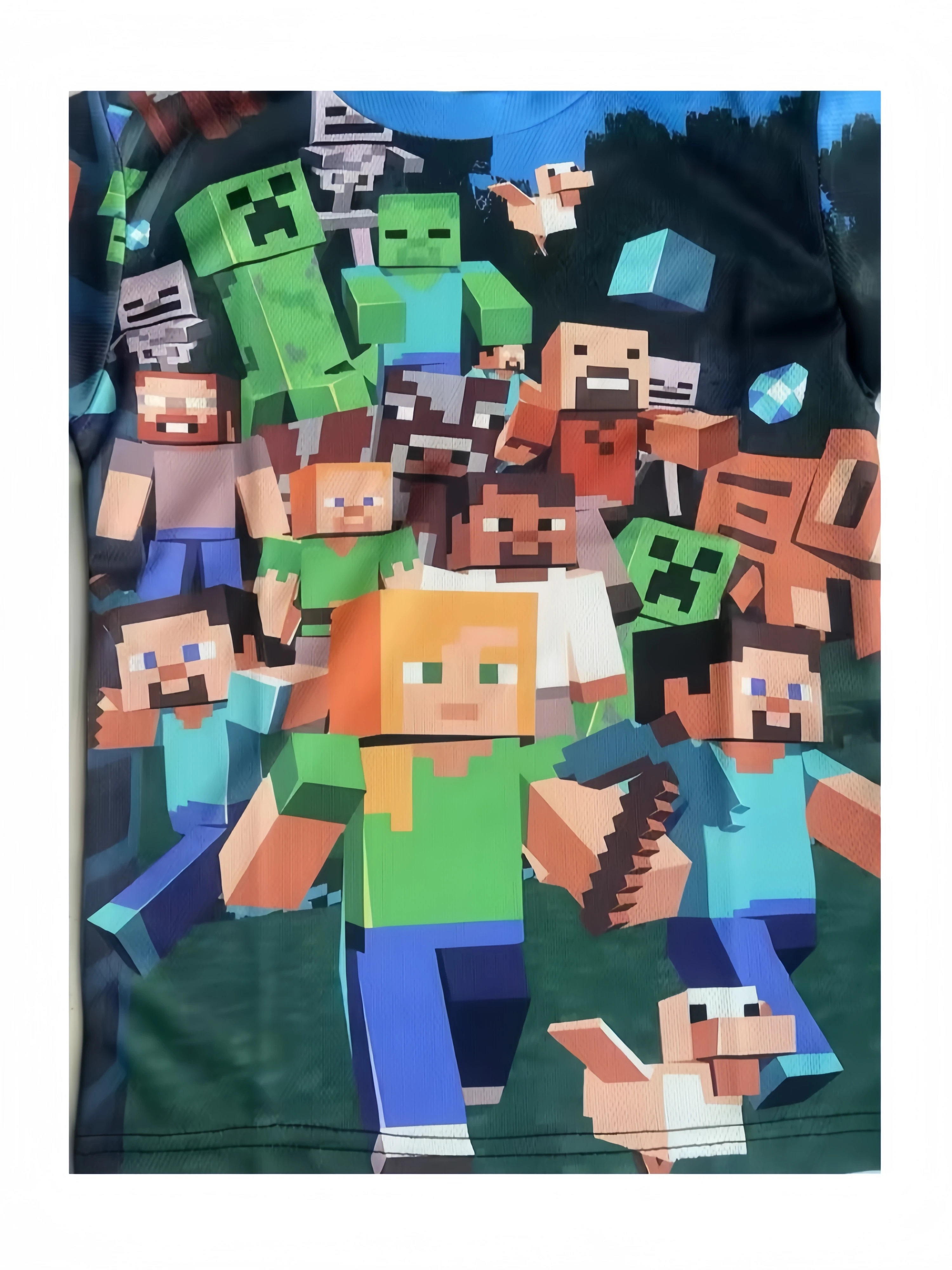 Uniqlo Minecraft 3D Printed Casual Tshirt Summer Cute Boys And Girls Building Block Building Cartoon Tee Popular Top inside out2 5
