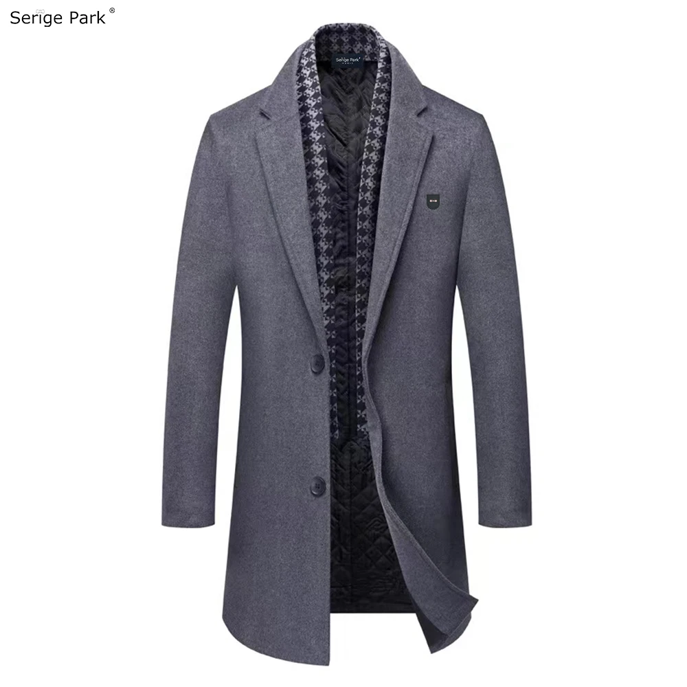 

Serige Park Autumn/Winter Wool Coat Men's Coat Gentleman Style Bowtie Luxury Plus Cotton Cardigan High Quality Coat Men's Top