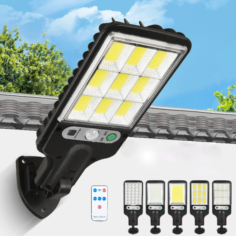 Solar Street Lights Outdoor Waterproof Motion Sensor Wall LED Lamp with 3 Lighting Mode Solar Powered Lights for Garden Patio