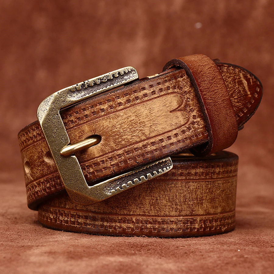 Genuine Leather Belts for Men Brand Male Pin Buckle Jeans Cowboy Belt High Quality Leather Belt