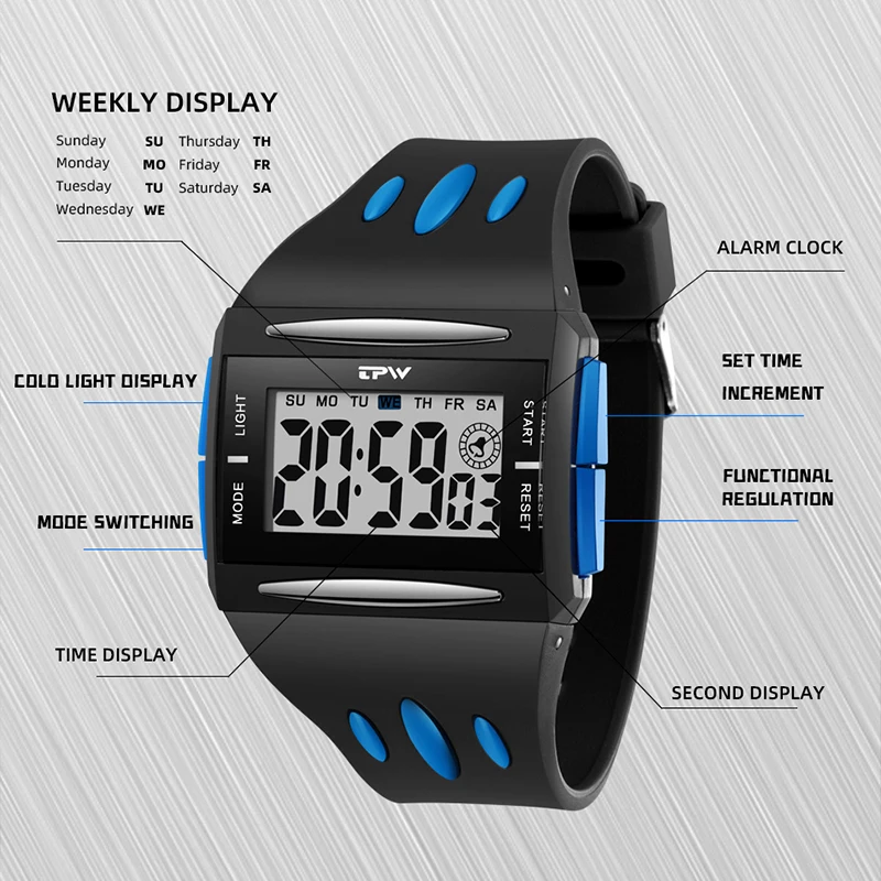 TPW  Digital Watch Big Numbers Easy to Read 5ATM Water Resistant General Size 3