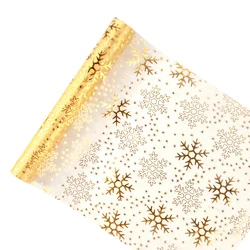 Sparkle Metallic Gold Thin Table Runner Gold Snowflakes Sequin Glitter Mesh Roll Wedding Christmas Table Centerpiece Decorations